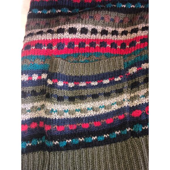 Vintage 80s Grandpa Sweater Spiegel Open Cardigan Green Multi Shawl Collar M/L - Picture 5 of 9